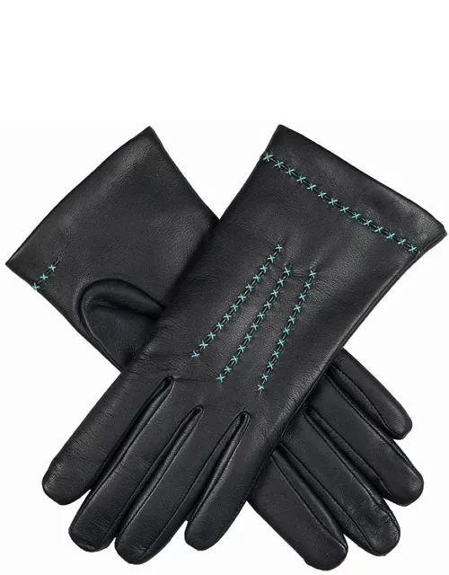 Dents Women'S Cashmere Lined Hairsheep Leather Gloves In Navy/turquoise/turquoise