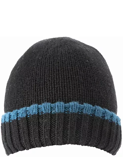 Dents Men's Knitted Hat With Up-Turn Brim In Black/blue