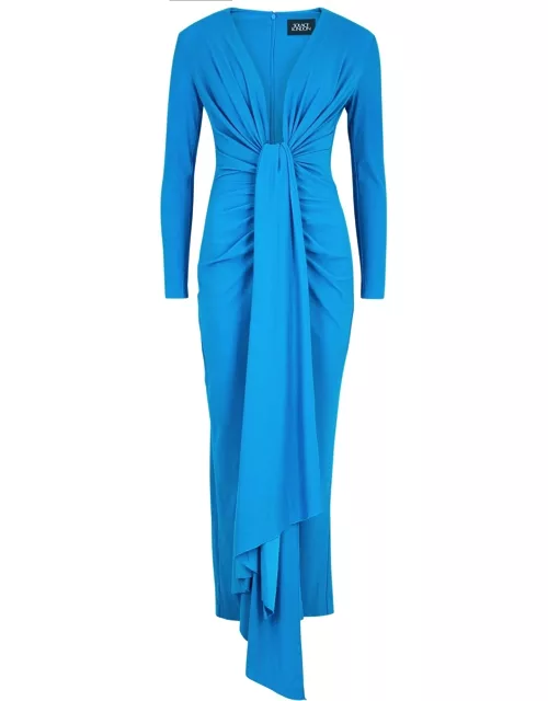 Lorena blue draped maxi dress