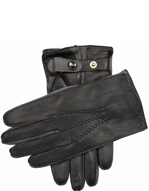Dents Men'S Heritage Cashmere-Lined Leather Gloves With Contrast Detailing In Black/grey