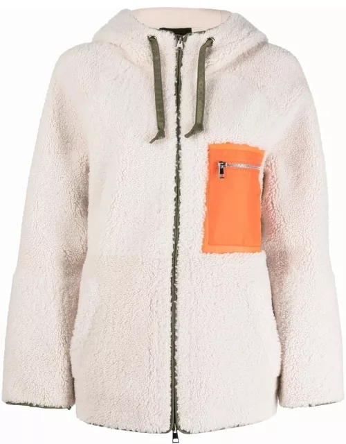 Beige merino-wool zip-up jacket