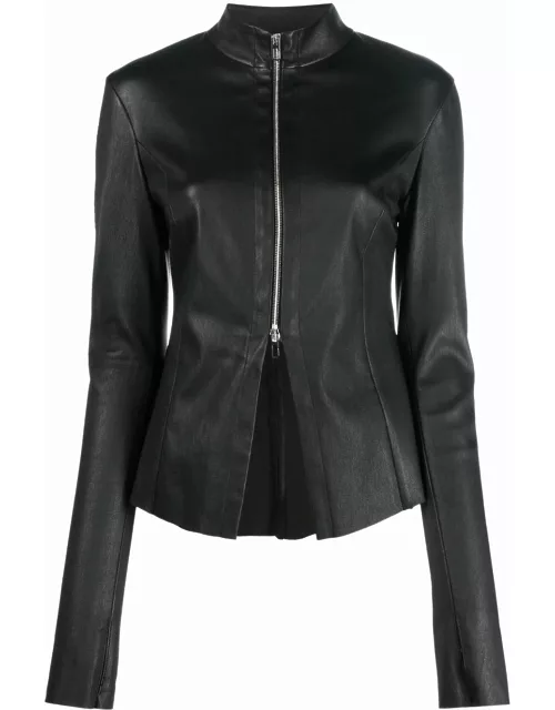 Black zipped leather jacket