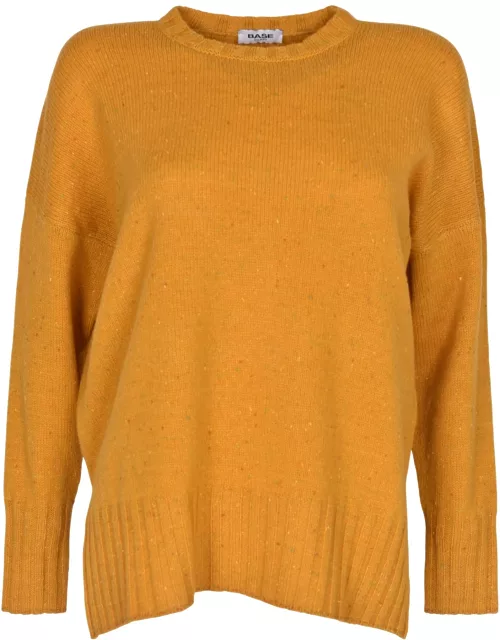 Base Side Slit Plain Ribbed Sweater