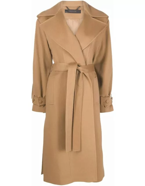 Federica Tosi Belted Coat With Detachable Sleeve