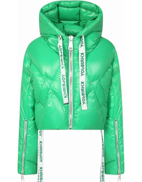 Khrisjoy Cropped Jacket With Padded Hood Emerald Green