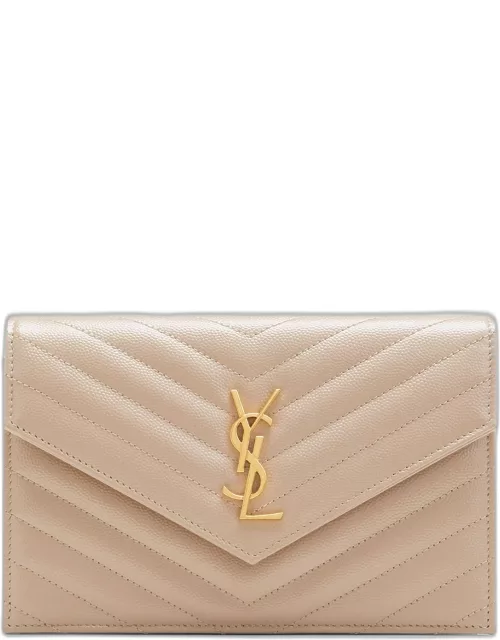 YSL Monogram Small Wallet on Chain in Grained Leather