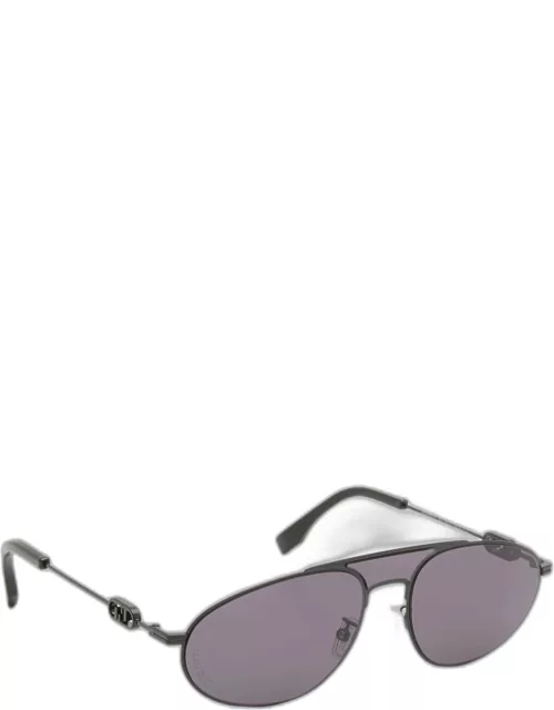 Men's Double-Bridge Metal Oval Sunglasse