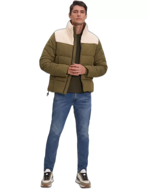 Barry Men&#39;s Puffer Jacket With Sherpa Panel