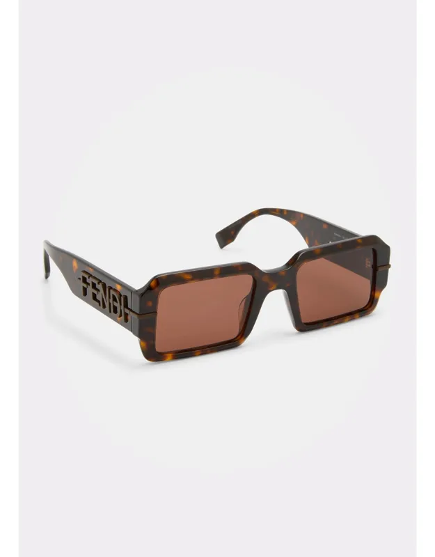 Men's Raised Logo Rectangle Sunglasse