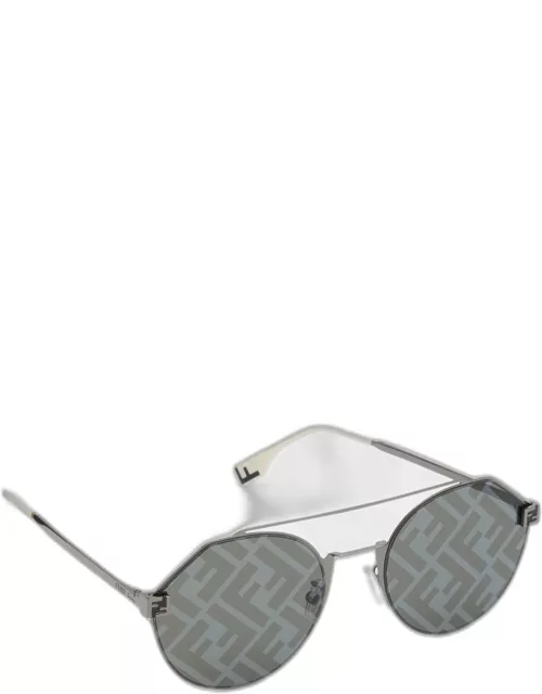 Men's Monogram Lens Metal Round Sunglasse