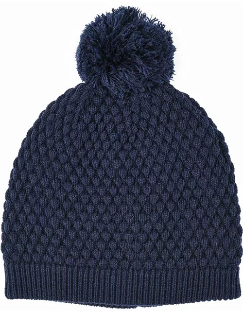 Dents Women'S Bubble Knit Hat With Pom Pom In Navy