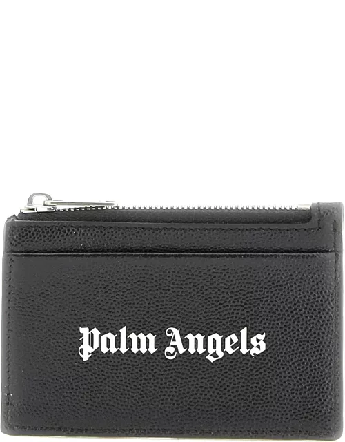 PALM ANGELS leather cardholder with logo