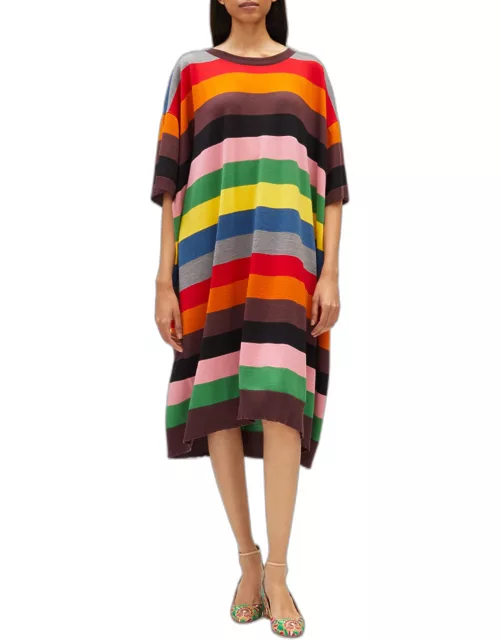 Hannah Stripe Wool Midi Sweater Dres
