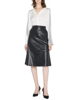 Shawn Faux-Leather A-Line Skirt
