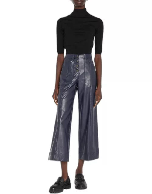 Benji Cropped Wide-Leg Faux-Leather Pant