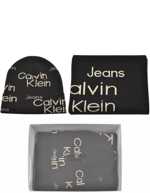 Calvin Klein Knit Beanie And Scarf Set Black