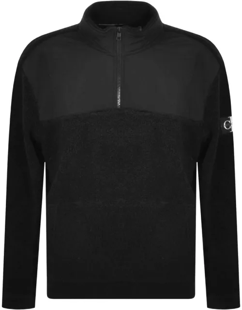 Calvin Klein Half Zip Fleece Sherpa Jacket Black