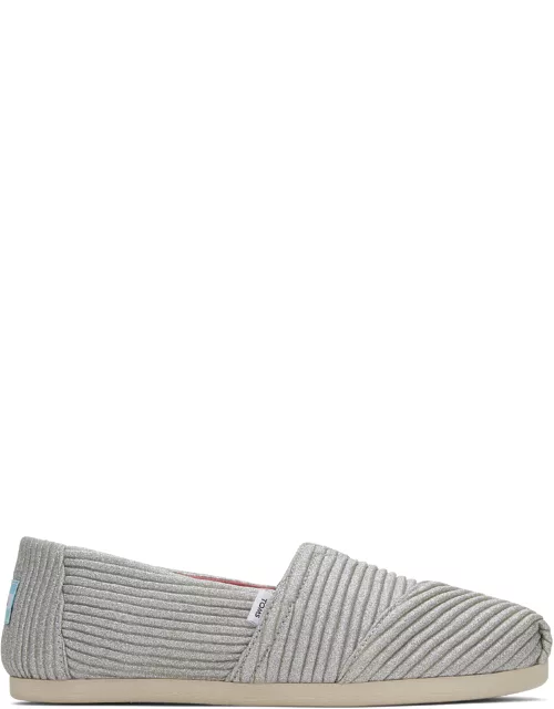 TOMS Women's Silver Grey Alpargatas Glimmer Cord Espadrille Slip-On Shoe