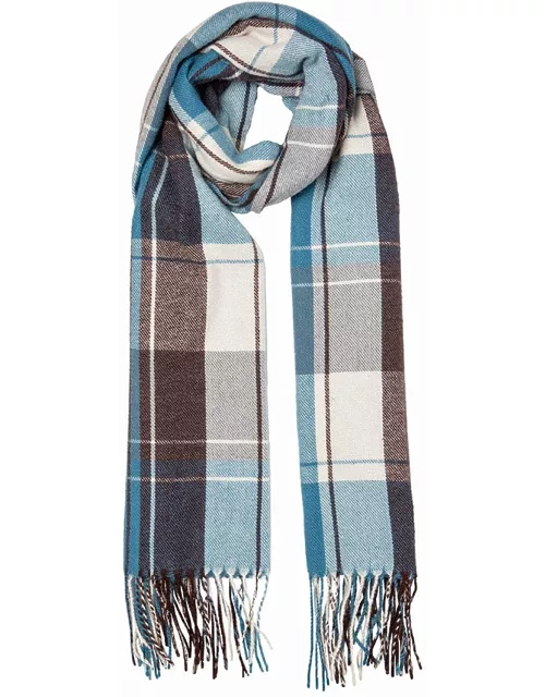 Dents Women'S Contrasting-Checked Scarf In Blue