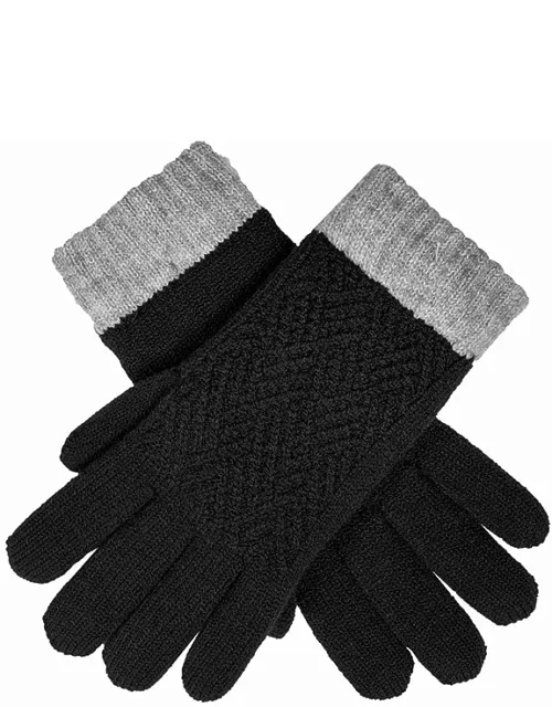 Dents Women'S Patchwork Cable Knit Gloves In Black