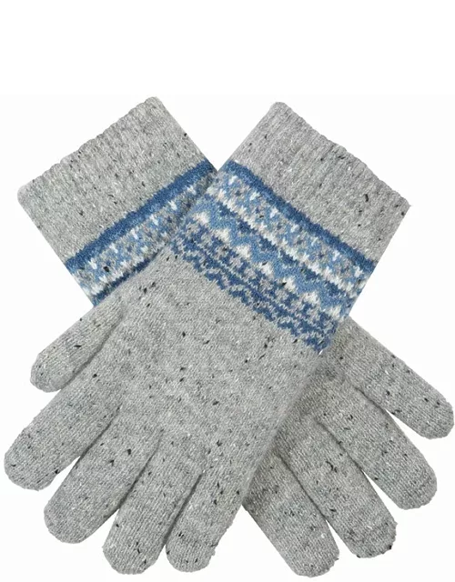 Dents Women'S Fair Isle Wool Blend Knitted Gloves In Dove Grey