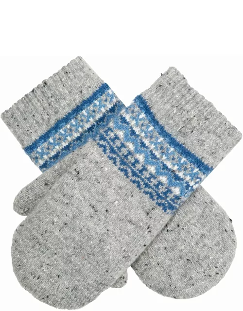 Dents Women'S Fair Isle Wool Blend Knitted Mittens In Dove Grey