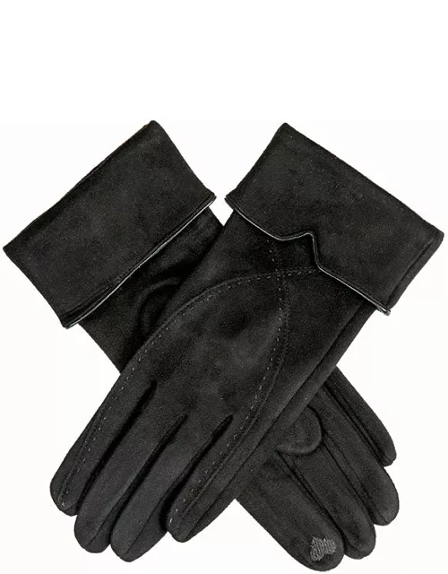 Dents Women'S Embroidered Touchscreen Faux Suede Gloves In Black