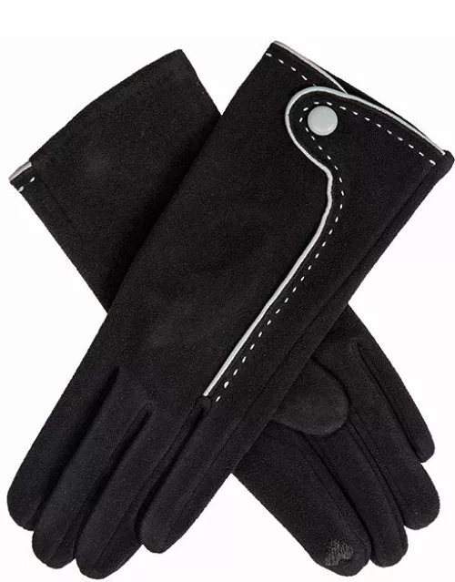 Dents Women'S Contrast-Stitching Touchscreen Gloves In Black