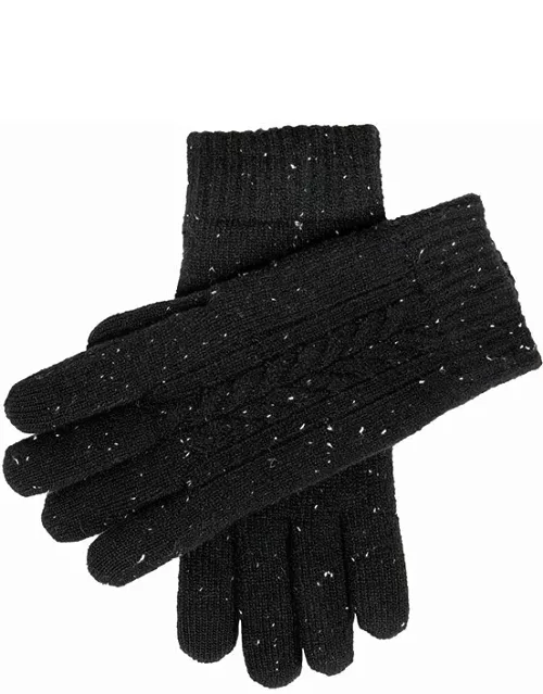Dents Men'S Cable Knit Touchscreen Donegal Wool Blend Knitted Gloves In Black