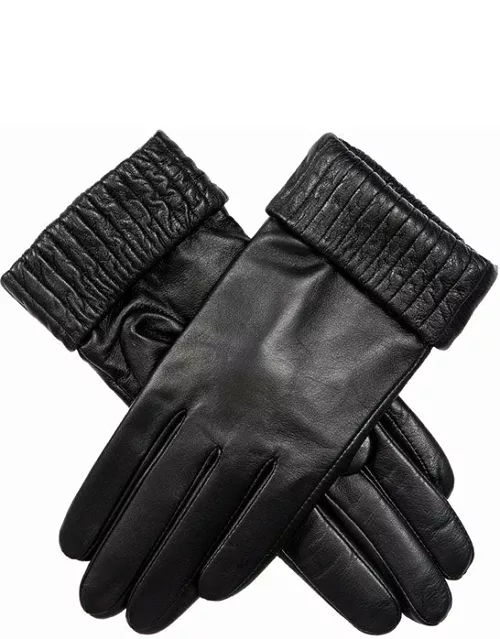 Dents Women'S Leather Gloves With Ribbed Cuffs In Black