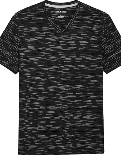 Awearness Kenneth Cole Men's Modern Fit V-Neck T-Shirt Black Space Dye Stripe