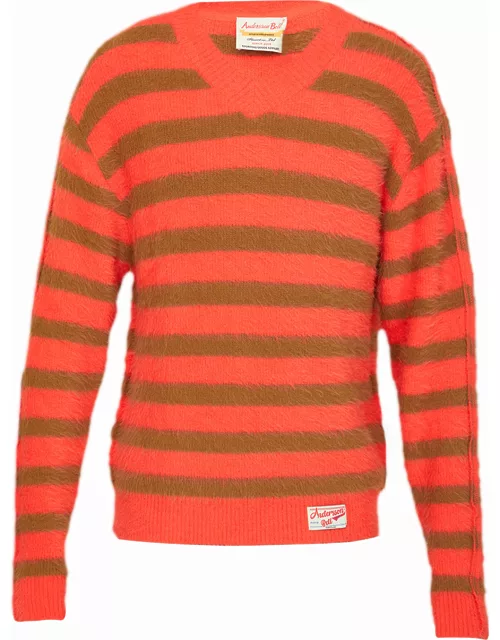 Orange and beige striped jumper