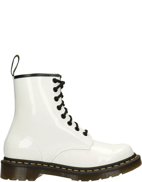 Dr. Martens 1460 Combat Boots In White Patent Leather
