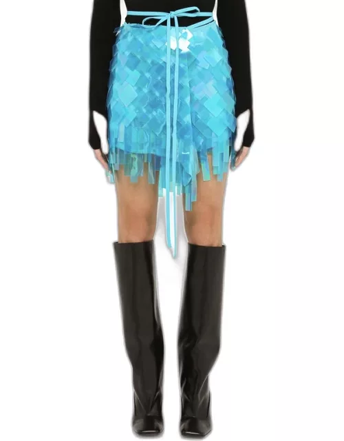 Blue mini skirt with geometric sequin