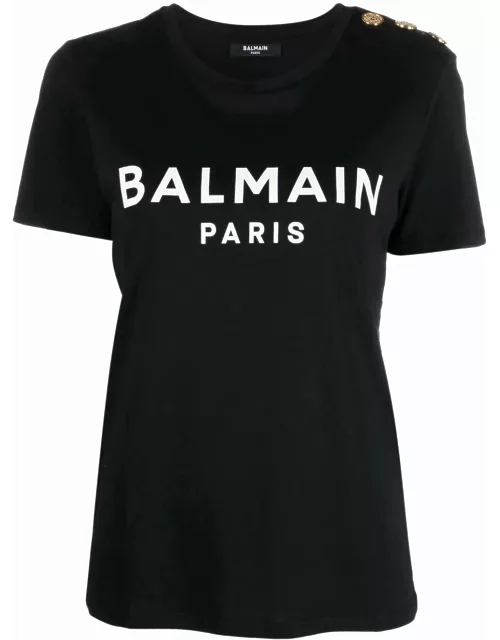 BALMAIN WOMEN Logo-print short-sleeve T-shirt Black