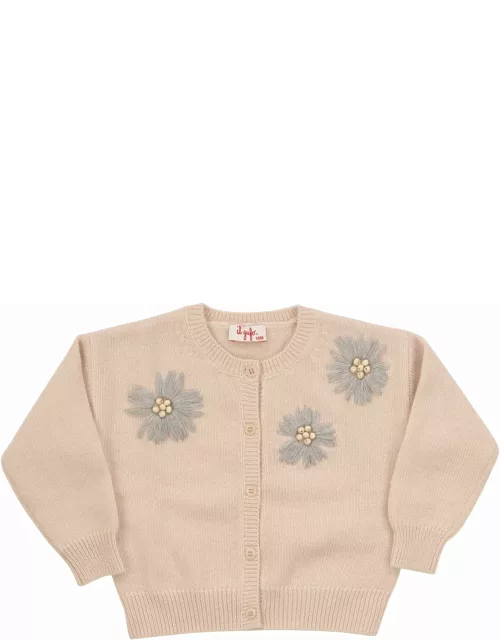 Il Gufo Cardigan With Embroidered Flower