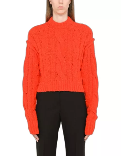 Cropped orange cable knit sweater