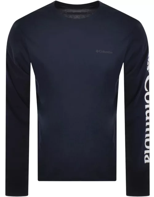 Columbia Long Sleeved Logo T Shirt Navy