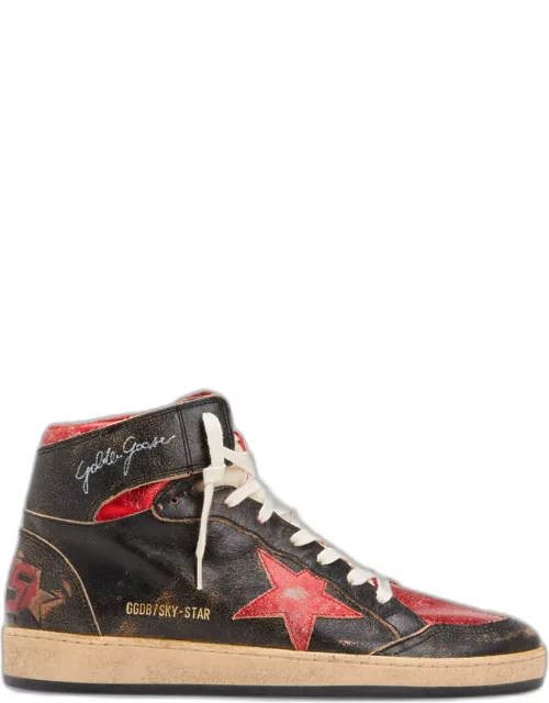 Men's Sky-Star Distressed Leather High-Top Sneaker