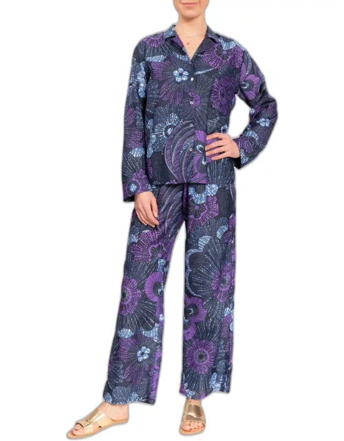 Allison/Angela Button-Down Cotton Pajama Set