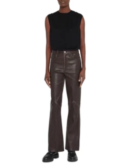 70s Stretch Bootcut Seamed Leather Pant