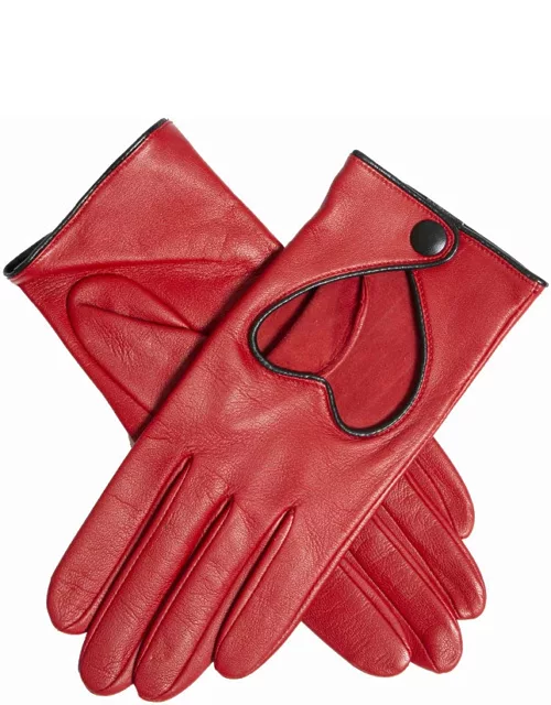 Dents Women's Heart Leather Driving Gloves In Berry/black
