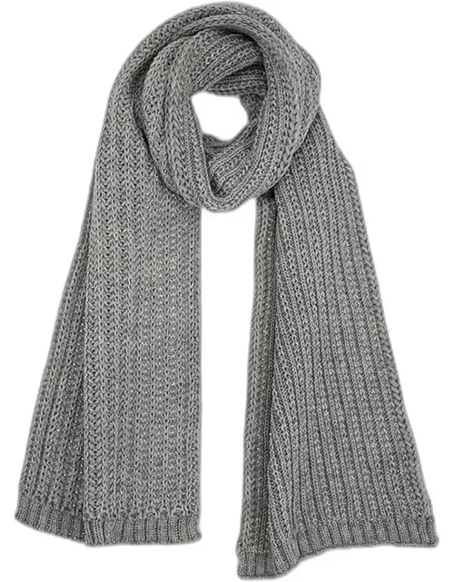 Dents Knitted Metallic Scarf In Grey