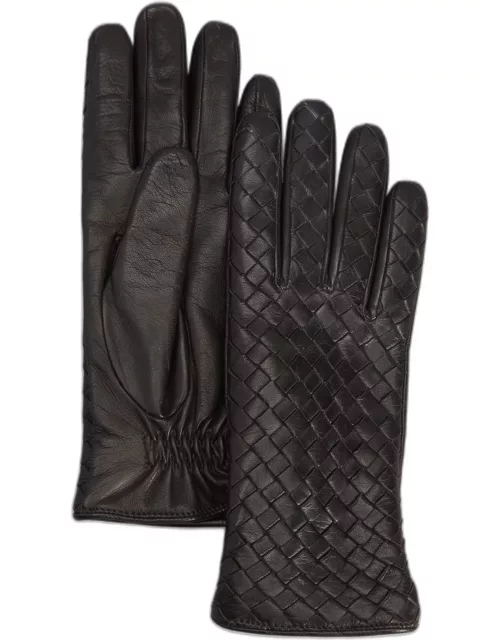 Woven Leather & Cashmere Glove