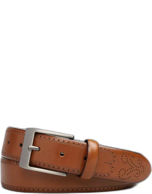 JoS. A. Bank Men's Punched Leather Belt, Tan