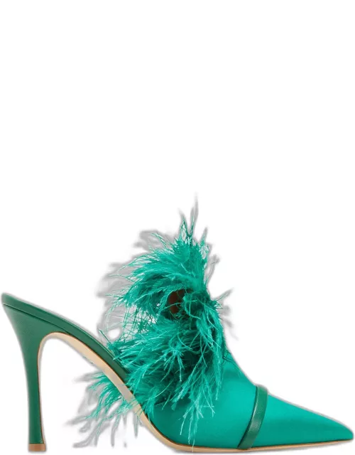 Dorothy Feather Satin Mule Pump