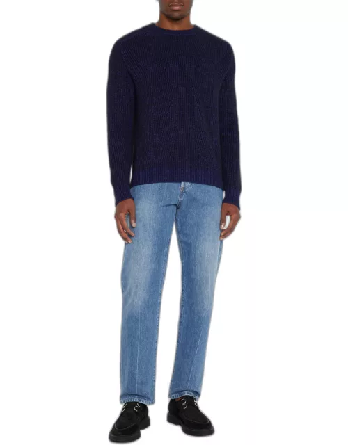 Men's Cashmere-Silk Cable Knit Crewneck Sweater