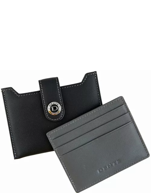 Dents Smooth Nappa Leather Card Holder With Rfid Blocking Technology In Black/slate
