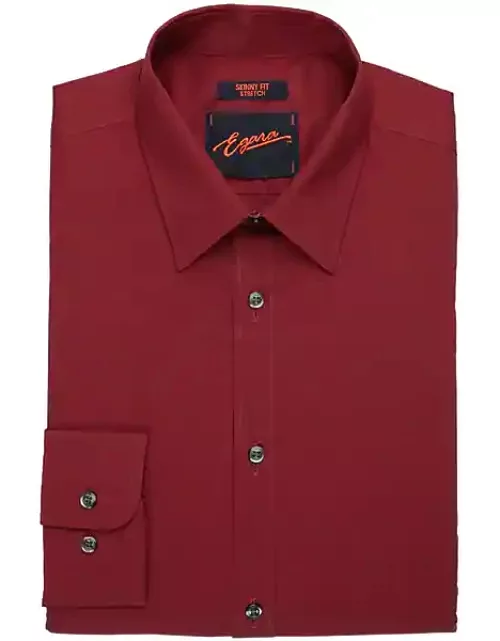 Egara Men's Skinny Fit Dress Shirt Burgundy Red
