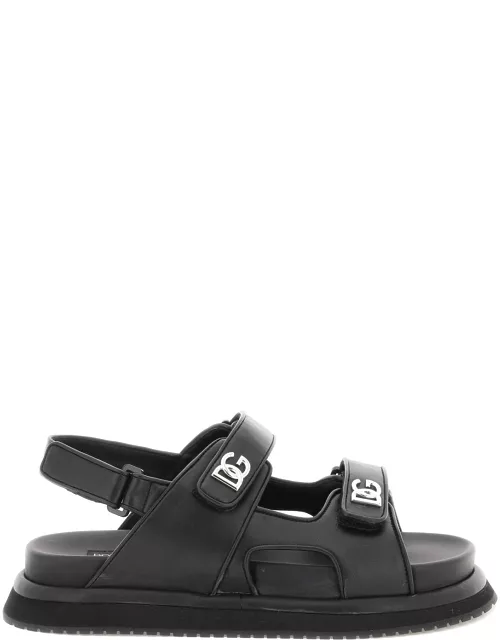 DOLCE & GABBANA LEATHER SANDALS WITH LOGO
